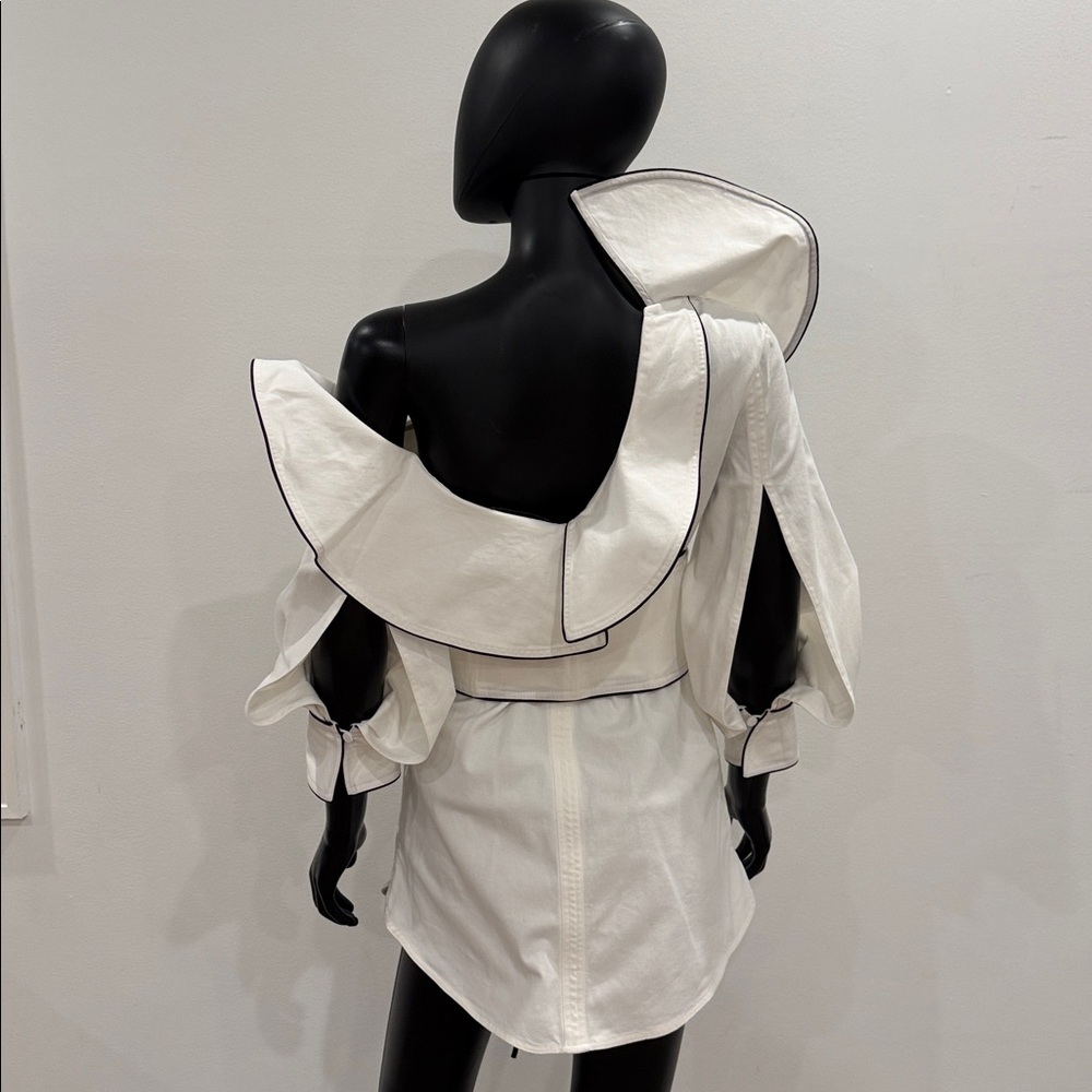 Self Portrit Elegant White Women's Dress with Black Trim size 6 US - Picture 11 of 16